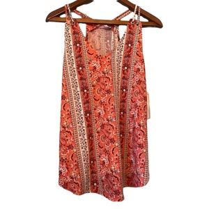 Love Delirious Floral Salmon Colored Sleeveless Maternity Top